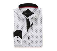Alex Vando Mens Printed Dress Shirts Long Sleeve Regular Fit Button Down Shirt,White,S