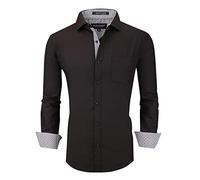 Alex Vando Mens Rayon Dress Shirts Wrinkle Free Regular Fit Stretch Button Down Shirt, Black, S