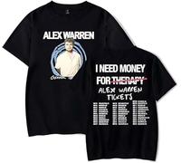 Alex Warren Merch I Need Money for Tickets Tour Album T-Shirt Short Sleeve Tour Fan Merch Clothing for Summer (Black,L)