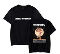 Alex Warren Merch Ordinary Merch Album T-Shirt Short Sleeve Tour Fan Merch Clothing for Summer (Black,XS)