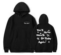 Alex Warren Merch Today Again Logo Hoodie Unisex Shirt Long Sleeve Casual Graphic Hoodies (Black,L)