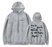 Alex Warren Merch Today Again Logo Hoodie Unisex Shirt Long Sleeve Casual Graphic Hoodies (Gray,XL)