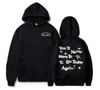 Alex Warren You'll Be Never Have To Do Today Again Merch Hoodies Fashion Printed Long Sleeve Sweatshirts Casual Pullover Hoodie Streetwear For Men Women XS~4XL-black||l