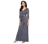 Alex Women's Long Portrait Collar Dress, Perfect for Weddings, Formal Events Mother of The Bride, Smoke Glitter, 12