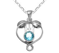 Alexander Castle 925 Sterling Silver & Blue CZ Charles Rennie Mackintosh Necklace for Women Teens Girls with 18" Silver Chain & Jewellery Gift Box - 23mm x 18mm