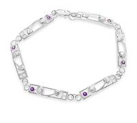 Alexander Castle 925 Sterling Silver Bracelet for Women with Purple Cubic Zirconia Charles Rennie Mackintosh Jewellery with Jewellery Gift Box - 7.5 Inches