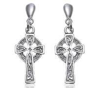 Alexander Castle 925 Sterling Silver Celtic Cross Earrings for Women - Hypoallergenic Drop Earrings with Jewellery Gift Box