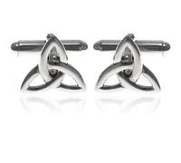 Alexander Castle 925 Sterling Silver Celtic Trinity Cufflinks for Men - 15mm x 14mm Cufflinks with Jewellery Gift Box