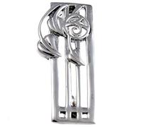 Alexander Castle 925 Sterling Silver Charles Rennie Mackintosh Brooch for Women - Silver Brooch Pin with Jewellery Gift Box - 38mm x 10mm