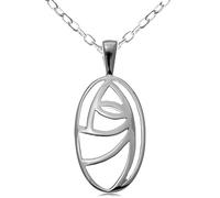Alexander Castle 925 Sterling Silver Charles Rennie Mackintosh Necklace for Women Teens Girls with 18" Silver Chain & Jewellery Gift Box - 30mm x 14mm