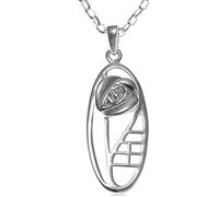 Alexander Castle 925 Sterling Silver Charles Rennie Mackintosh Necklace for Women Teens Girls with 18" Silver Chain & Jewellery Gift Box - 26mm x 11mm
