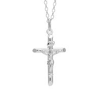 Alexander Castle 925 Sterling Silver Cross Necklace for Women - Silver Crucifix Necklace Pendant with 18" Sterling Silver Chain & Jewellery Gift Box - 32mm x 20mm