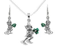 Alexander Castle 925 Sterling Silver Irish Leprechaun Celtic Earring & Necklace Set for Women with Jewellery Gift Box - Irish Jewellery Set