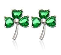 Alexander Castle 925 Sterling Silver Irish Shamrock Earrings for Women - St Patrick's Day Celtic Stud Earrings with Jewellery Gift Box