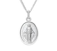 Alexander Castle 925 Sterling Silver Miraculous Medal Catholic Necklace - 14mm x 10mm Miraculous Medal with 18" Silver Chain & Jewellery Gift Box
