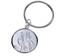 Alexander Castle 925 Sterling Silver St Christopher Keyring for Men, Reversible Car Keychain, Key Fob Key Chain with Jewellery Gift Box