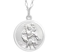 Alexander Castle 925 Sterling Silver St Christopher Pendant Necklace - 18mm with 18" Sterling Silver Chain & Jewellery Gift Box