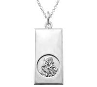 Alexander Castle 925 Sterling Silver St Christopher Pendant Necklace - Rectangular 30mm x 16mm with 18" Sterling Silver Chain & Jewellery Gift Box