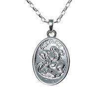 Alexander Castle 925 Sterling Silver St George Pendant Necklace for Men Women Boys Girls - with 18" Silver Chain and Jewellery Gift Box