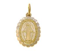 Alexander Castle Child's Solid 9ct Gold Miraculous Medal Catholic Pendant - 23mm x 11mm Frilled Miraculous Medal PENDANT ONLY with Jewellery Gift Box