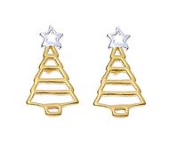 Alexander Castle Chrismas Tree Stud Earrings Gold-Plated 925 Sterling Silver Earrings for Women with Jewellery Gift Box - Gift for Women