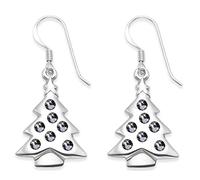 Alexander Castle Christmas Tree Earrings with Cubic Zirconia Stones 925 Sterling Silver Earrings for Women with Jewellery Gift Box - Gift for Women