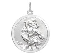 Alexander Castle Men's Large Reversible 925 Sterling Silver St Christopher Pendant - 24mm - Religious Charm with Jewellery Gift Box - PENDANT ONLY