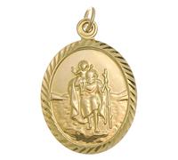 Alexander Castle Mens Oval Solid 9ct Gold St Christopher Pendant Medal for Women Men Boys Girls - PENDANT ONLY with Jewellery Gift Box