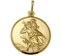 Alexander Castle Mens Solid 9ct Gold St Christopher Pendant Medal - 27mm - PENDANT ONLY with Jewellery Gift Box