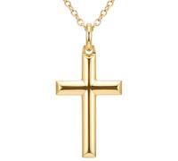 Alexander Castle Plain Solid 9ct Gold Cross Necklace for Women - Cross Necklace Pendant with 18" 9ct Gold Chain & Jewellery Gift Box - 17mm x 10mm