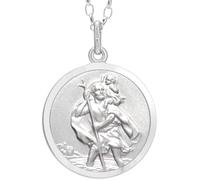 Alexander Castle Reversible 925 Sterling Silver St Christopher Pendant Necklace - 20mm with 18" Sterling Silver Chain & Jewellery Gift Box
