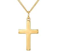 Alexander Castle Small Plain Gold Plated Sterling Silver Cross Necklace for Women & Children - Cross Necklace Pendant with 18" 9ct Gold Chain & Jewellery Gift Box - 20mm x 14mm