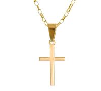 Alexander Castle Small Plain Solid 9ct Gold Cross Necklace for Women & Children - Cross Necklace Pendant with 18" 9ct Gold Chain & Jewellery Gift Box - 18mm x 10mm