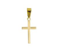 Alexander Castle Small Plain Solid 9ct Gold Cross Necklace Pendant for Women Boys Girls - Cross Charm with Jewellery Gift Box - PENDANT ONLY - 18mm x 10mm