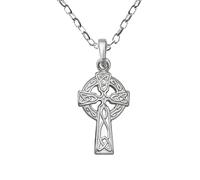 Alexander Castle Solid 925 Sterling Silver Celtic Cross Pendant Necklace for Women with 18" Silver Chain & Jewellery Gift Box - 20mm x 12mm