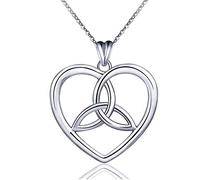 Alexander Castle Solid 925 Sterling Silver Heart Trinity Celtic Pendant Necklace for Women - Celtic Jewellery with 18" Silver Chain & Jewellery Gift Box - 25.5mm x 21.3mm