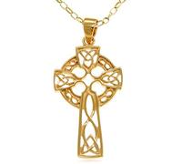 Alexander Castle Solid 9ct Gold Celtic Cross Necklace for Women Cross Necklace Pendant with 18" 9ct Gold Chain & Jewellery Gift Box - 30mm x 18mm