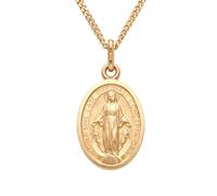 Alexander Castle Solid 9ct Gold Miraculous Medal Catholic Necklace for Women - 16mm x 13mm Miraculous Medal with 18" 9ct Gold Chain & Jewellery Gift Box - Matt Finish