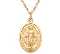 Alexander Castle Solid 9ct Gold Miraculous Medal Catholic Necklace for Women - 18mm x 14mm Miraculous Medal with 18" 9ct Gold Chain & Jewellery Gift Box - Matt Finish