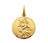 Alexander Castle Solid 9ct Gold St Christopher Pendant Medal for Women Men Boys Girls - 16mm - PENDANT ONLY with Jewellery Gift Box