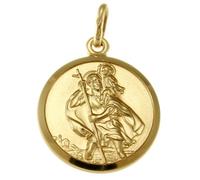Alexander Castle Solid 9ct Gold St Christopher Pendant Medal for Women Men Boys Girls - 18mm - PENDANT ONLY with Jewellery Gift Box