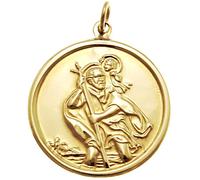 Alexander Castle Solid 9ct Gold St Christopher Pendant Medal for Women Men Boys Girls - 26mm - PENDANT ONLY with Jewellery Gift Box
