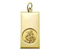 Alexander Castle Solid 9ct Gold St Christopher Pendant Medal for Women Men Boys Girls - 30mm x 16mm - PENDANT ONLY with Jewellery Gift Box