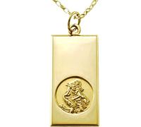 Alexander Castle Solid 9ct Gold St Christopher Pendant Necklace - 30mm x 16mm with 18" 9ct Gold Chain & Jewellery Gift Box