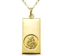 Alexander Castle Solid 9ct Gold St Christopher Pendant Necklace - 30mm x 16mm with 18" 9ct Gold Chain & Jewellery Gift Box