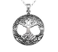Alexander Castle Tree of Life Pendant Necklace 925 Sterling Silver Necklace for Women - Yggdrasil Crann Bethadh with 18" Silver Chain & Jewellery Gift Box - 24mm