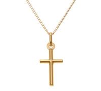 Alexander Castle Very Small Plain Solid 9ct Gold Cross Necklace for Women & Children - Cross Necklace Pendant with 18" 9ct Gold Chain & Jewellery Gift Box