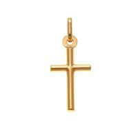 Alexander Castle Very Small Plain Solid 9ct Gold Cross Necklace Pendant for Women Boys Girls - Cross Charm with Jewellery Gift Box - PENDANT ONLY - 17mm x 10mm