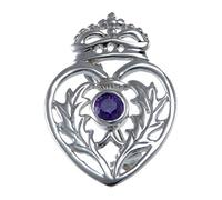 Alexander Castle Women's 925 Sterling Silver Scottish Luckenbooth Brooch Pin with Real Amethyst Stone & Jewellery Gift Box - Scottish Gift for Women