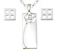 Alexander Castle Women's Jewellery Set 925 Sterling Silver Charles Rennie Mackintosh Gift Set - Necklace and Earring Set with Jewellery Gift Box